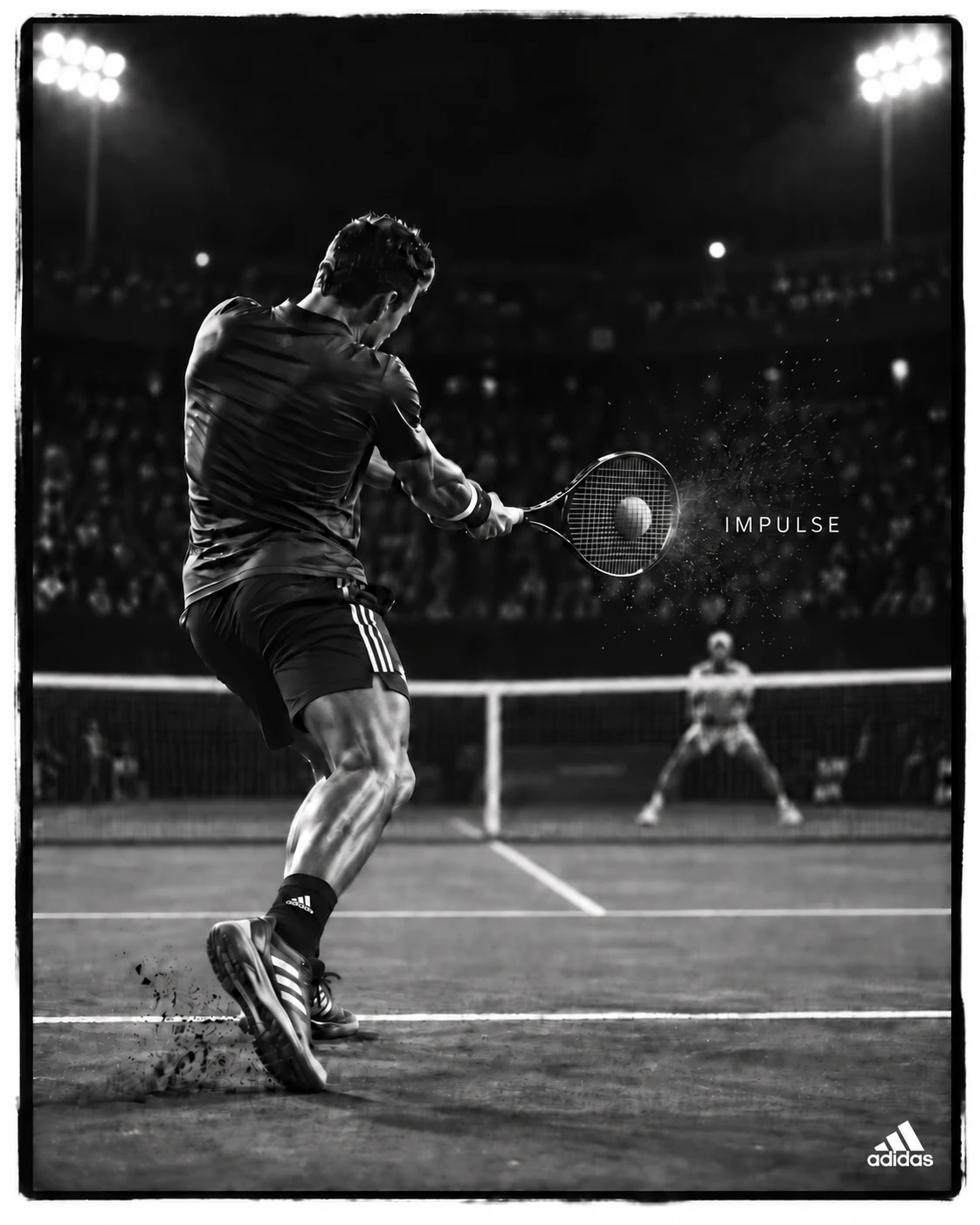 Impulse: tennis player striking the ball